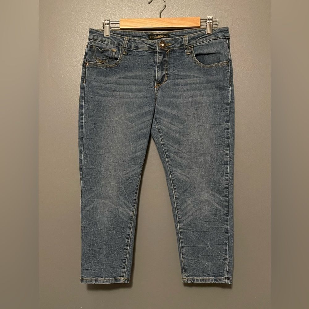 South Pole Y2K capri jeans embellished back‎ pockets low rise denim Size 11
